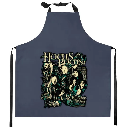 Retro Hocus Pocus  Kitchen Aprons, Sanderson Sisters Disney Witches Kitchen Aprons, Vintage Spooky Vibes Kitchen Aprons