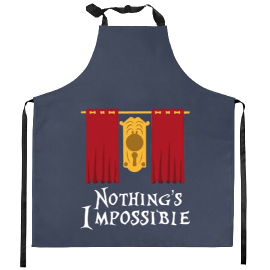 Alice in Wonderland Quote Kitchen Aprons, Nothing's Impossible, The Doorknob Disney Kitchen Aprons