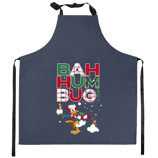 Donald Duck Chip N Dale Bah Humbug Kitchen Aprons, Funny Disney Christmas Kitchen Aprons