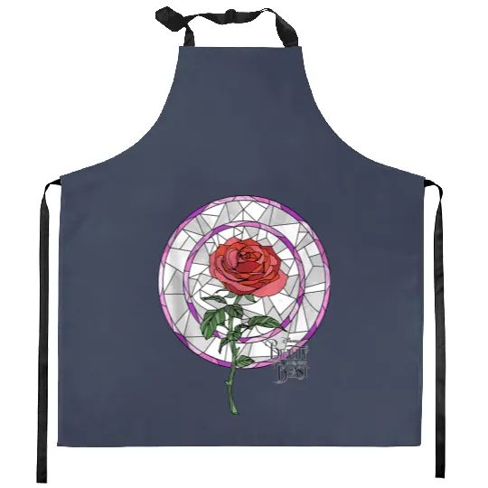 Disneyss Beauty And The Beast Stained Glass Rose Kitchen Aprons