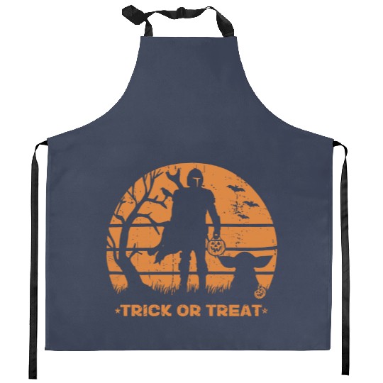 Star Wars Halloween Kitchen Aprons, Disney Halloween Kitchen Aprons, Mandalorian Trick or Treat