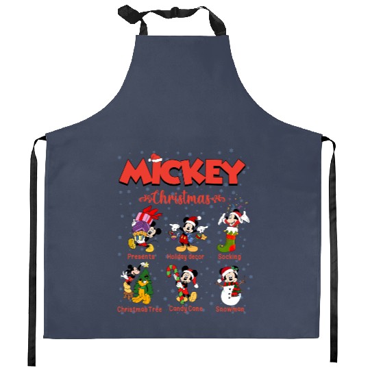 Mickey Christmas Kitchen Aprons, Christmas Kitchen Aprons, Raglan Kitchen Aprons, Disney Christmas Kitchen Aprons