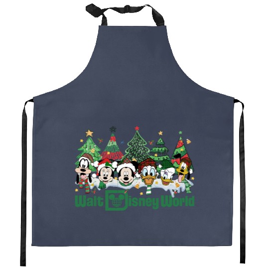 Walt Disneyworld Kitchen Aprons, Disney Christmas Kitchen Aprons, Disneyworld Xmas Kitchen Aprons, Magic Kingdom Holiday Kitchen Aprons