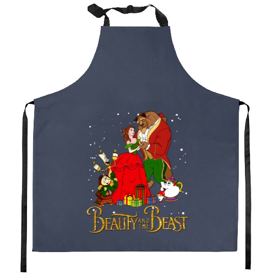Disney Beauty and The Beast Christmas Lights Gifts Kitchen Aprons