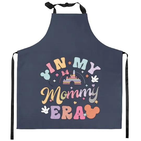 Vintage In My Mommy Era  Kitchen Aprons, Disney Mom Kitchen Aprons, Disney Colorful Vacay Kitchen Aprons, Magic Kingdom Kitchen Aprons, Disneyland Trip Kitchen Aprons