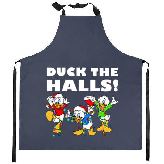 Disney Ducktales Christmas Lights Kitchen Aprons, Duck The Halls Kitchen Aprons