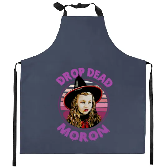 Dani Dennison Hocus Pocus Drop Dead Moron Halloween Kitchen Aprons, Disney Witch Scary Movie Kitchen Aprons