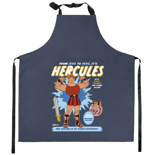 Vintage Disney Hercules Action Figure Poster Kitchen Aprons