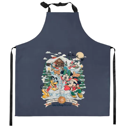 Disney World Christmas Kitchen Aprons, Merriest Place In the World Kitchen Aprons