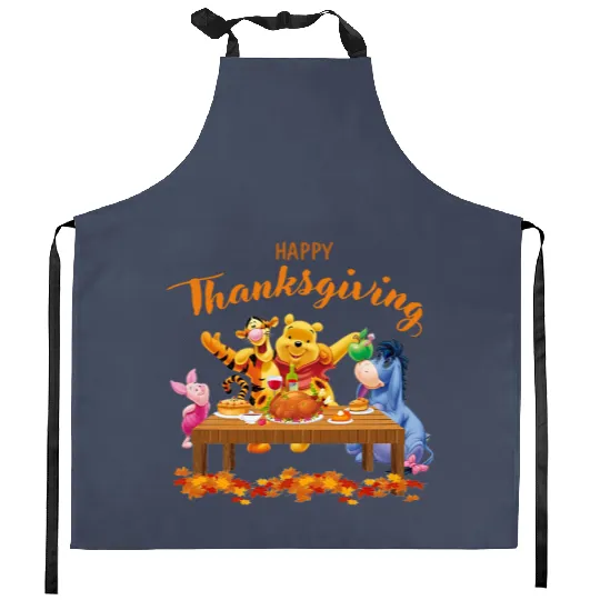Happy Thanksgiving Kitchen Aprons, Disney Pooh The Winnie, Eeyore Kitchen Aprons