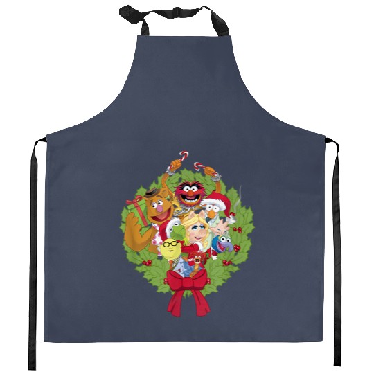 Disney The Muppets Christmas Muppet Group Wreath Xmas Kitchen Aprons