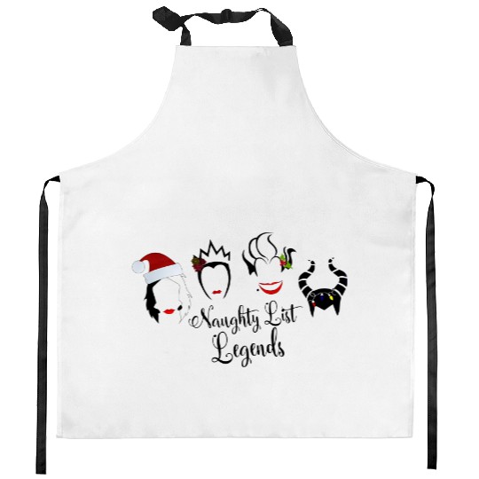 Naughty list legends, Villains Christmas Kitchen Aprons, Disney Christmas Kitchen Aprons