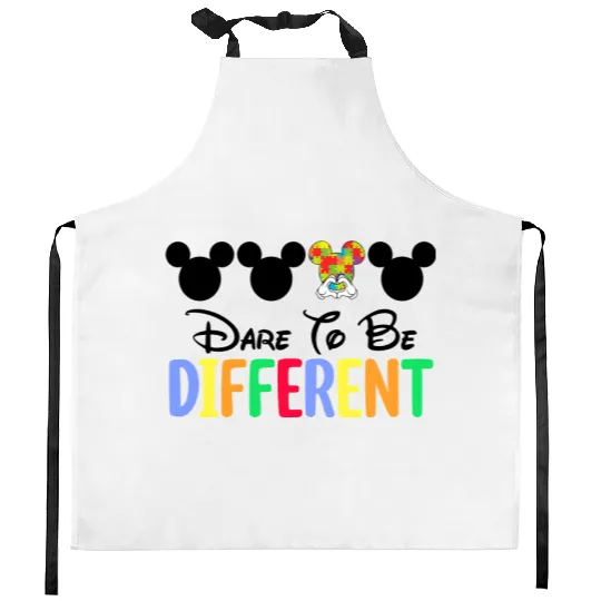 Autism Minnie Mouse Kitchen Aprons, Disney Autism Mom Kitchen Aprons, Mommy And Me Autism Awareness