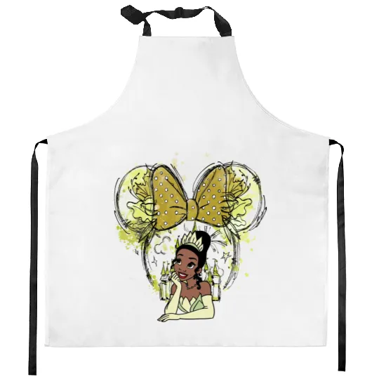 Tiana Disney Kitchen Aprons, Tiana Watercolor Kitchen Aprons, Tiana Princess Kitchen Aprons, Cute Tiana Kitchen Aprons.