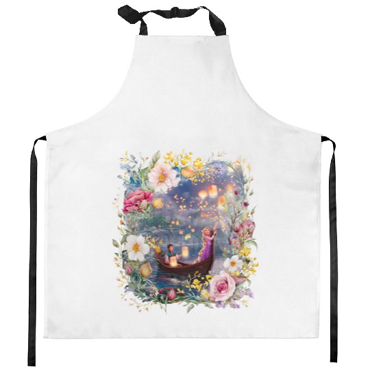 Retro Vintage Disney Tangled Rapunzel Floral Shir Kitchen Aprons