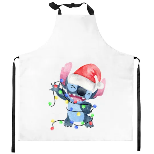 Disney Stitch Christmas Kitchen Aprons, Stitch Disney Kitchen Aprons, Christmas Stitch Kitchen Aprons