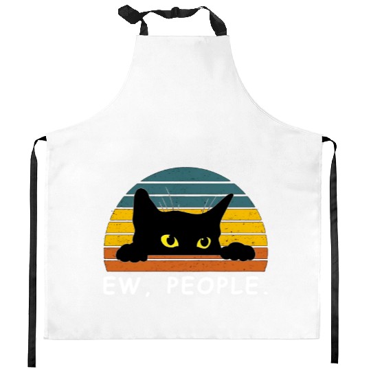 Black Cat Kitchen Aprons Funny Ew People Cat Lovers Kitchen Aprons