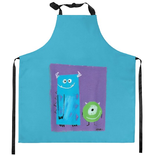 Sulley and Mike Art Study Kitchen Aprons, Monsters Inc. Kitchen Aprons, Disney Retro Kitchen Aprons, Monster Universit