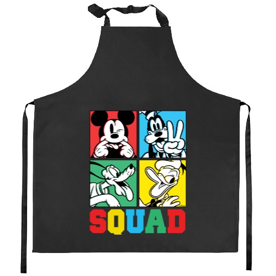 Mickey, Goofy, Donald, Pluto Squad Grid Kitchen Aprons, Disney Pluto Kitchen Aprons, Pluto And Friends Kitchen Aprons