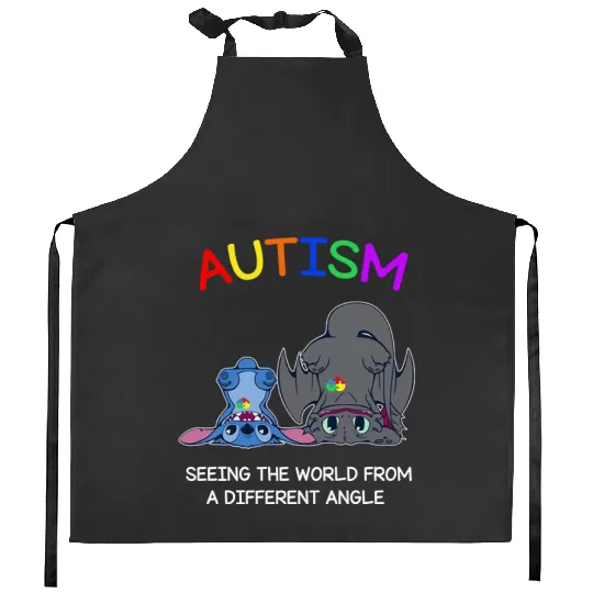 Autism Awareness Kitchen Aprons | Stitch and Toothless Autism Kitchen Aprons | Disney Autism Kitchen Aprons