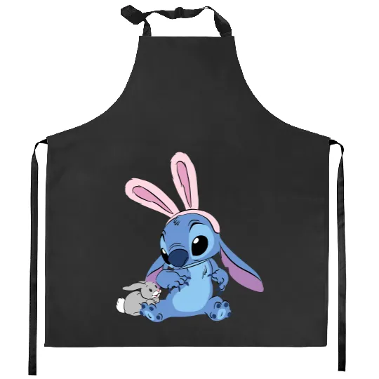 Disney Stitch with Easter Bunny Easter Eggs Happy Easter Unisex Kitchen Aprons