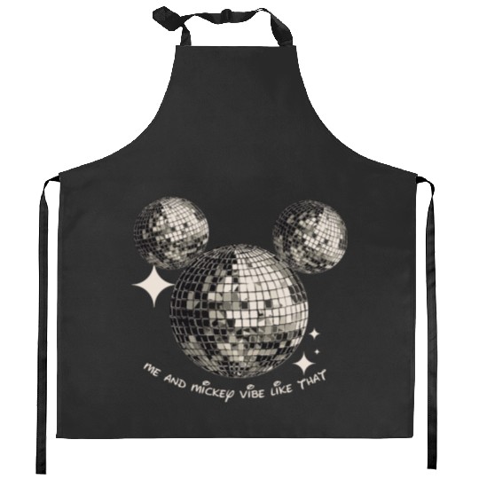 Me and Mickey Vibe Like That Kitchen Aprons, Mouse Disco Ball Kitchen Aprons, Disney Eras Tour Kitchen Aprons, Theme Park Orlando Magic Disco Ball Eras Mouse Kitchen Aprons
