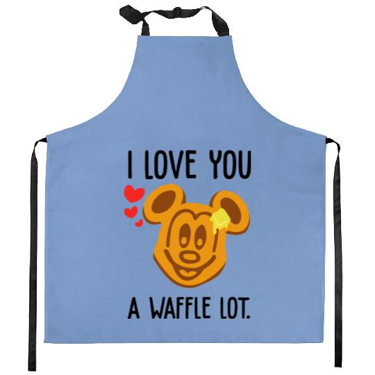 I Love You a Waffle Lot Mickey Waffle Disney Kitchen Aprons, Disney Food Kitchen Aprons