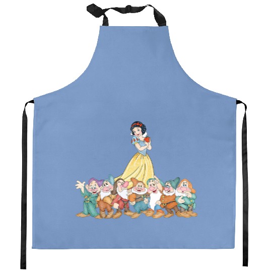 Disney Snow White Princess Watercolor Kitchen Aprons, Snow White Seven Dwarfs Kitchen Aprons