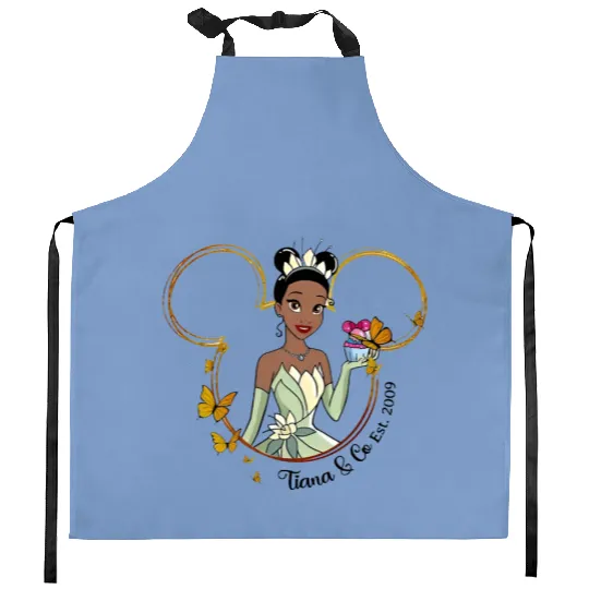 Tiana Disney Kitchen Aprons, Tiana And Co Kitchen Aprons, Tiana Princess Kitchen Aprons, Cute Tiana Kitchen Aprons.