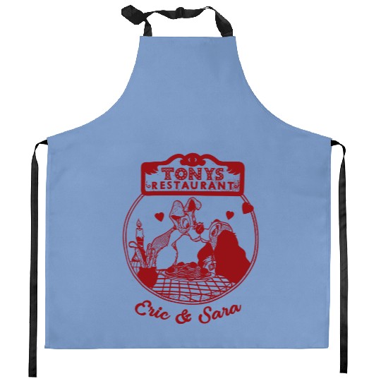 Personalized Lady and the Tramp Kitchen Aprons, Disney Couple Kitchen Aprons, Disney Valentine Kitchen Aprons, Kitchen Aprons