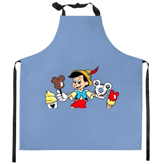 Pinocchio Snacks Kitchen Aprons, Disney Snacks Kitchen Aprons, Funny Disney Snacks Kitchen Aprons