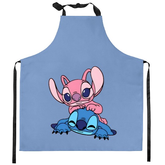 Stitch Disney Kitchen Aprons, Stitch and Angel Couple Kitchen Aprons, Disneyland Kitchen Aprons