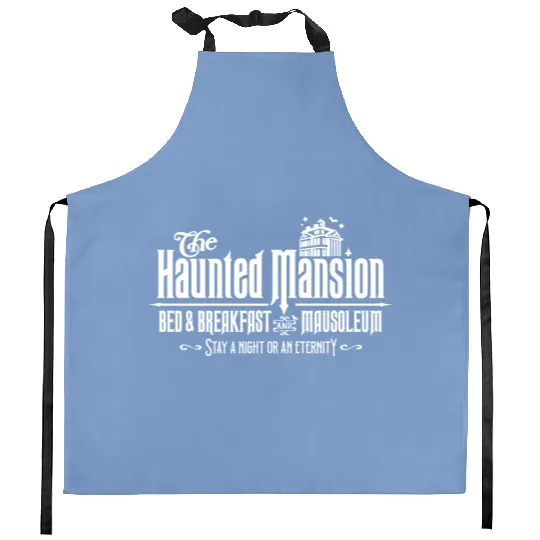 Haunted Mansion Kitchen Aprons, Welcome Foolish Mortals Kitchen Aprons, Pretty Haunted Mansion Disney