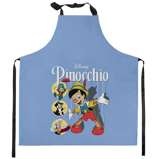 Pinocchio Vintage Movie Characters Group Shot, Disney Pinocchio Kitchen Aprons