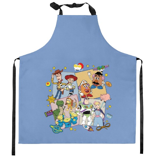 Retro Toy Story Kitchen Aprons, Disney Family Kitchen Aprons, Toy Story Friends tanks, Woody Jessie Buzz Lightyear, Aliens Slinky T-Rex