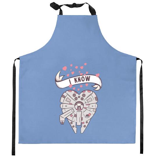 Star Wars Millennium Falcon I Know Valentine's Day Kitchen Aprons, Disney Couple Kitchen Aprons
