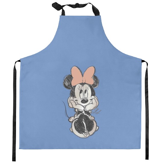 Disney Minnie Mouse Classic Sketch Cute Vintage Portrait Kitchen Aprons, Mickey And Friends Kitchen Aprons, WDW Magic Kingdom Disneyland Family Vacation Gift
