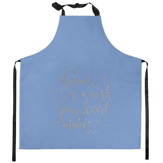 Cinde a dream is a wish your heart makes Kitchen Aprons, Metallic SILVER Cinde Kitchen Aprons, women's Disney Kitchen Aprons