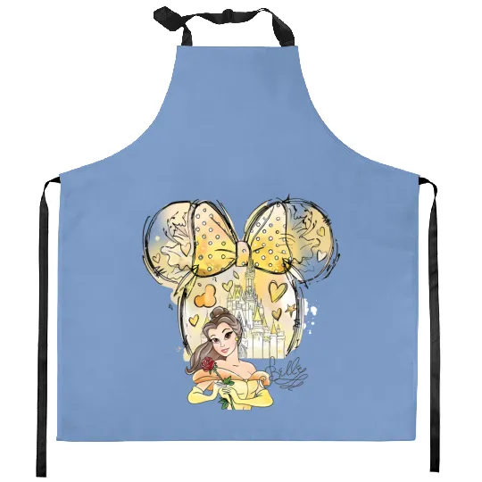 Disney Princess Kitchen Aprons, Watercolor Princess Kitchen Aprons, Belle Princess Kitchen Aprons
