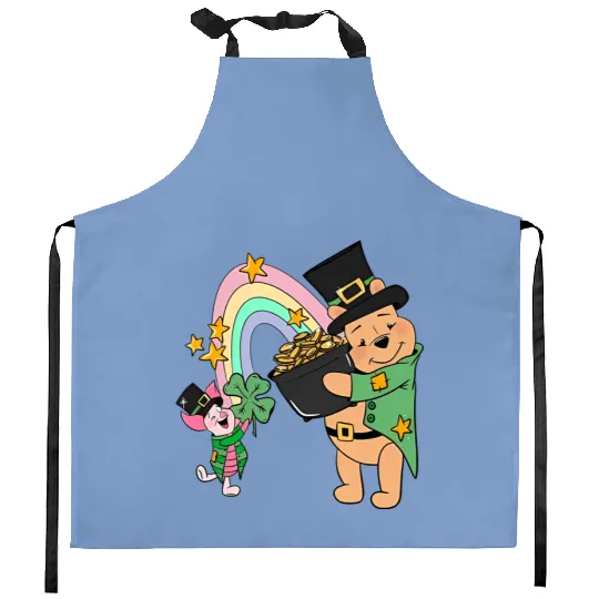 Pooh Bear St Patricks Day Kitchen Aprons, Disney St Patricks Day Kitchen Aprons, Magic St Patricks Day