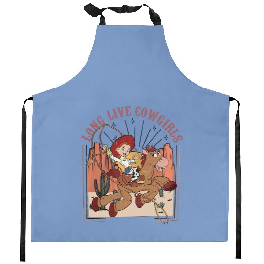 Vintage Disney Toy Story Jessie Kitchen Aprons, Long Live Cowgirls Western Vibe Kitchen Aprons, Disney Kitchen Aprons