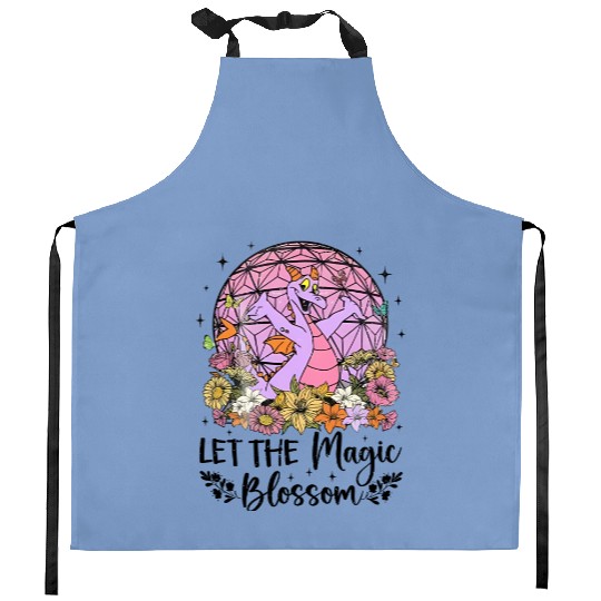Disney Figment Dragon Kitchen Aprons, Magic Blossom Kitchen Aprons, Purple Dragon Kitchen Aprons