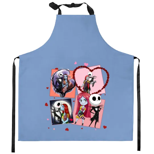 Jack and Sally Happy Valentine's Day Kitchen Aprons, Disney Valentines Kitchen Aprons