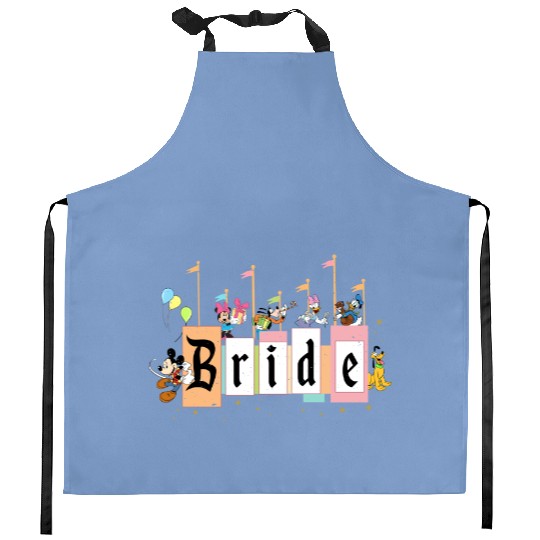 Disney Bride Kitchen Aprons, Minnie Bride Kitchen Aprons, Disney Bridesmaid Kitchen Aprons, Disney Bachelorette Party Kitchen Aprons