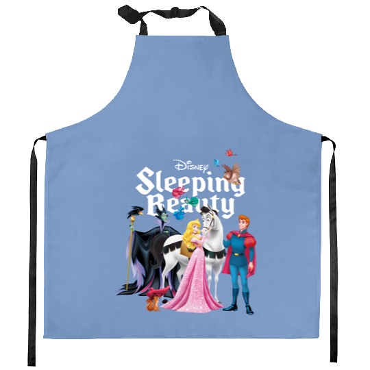 Disney Sleeping Beauty Characters Kitchen Aprons, Princess Aurora,Prince Phillip,Maleficent,Disneyland Family Trip Gift Unisex Kitchen Aprons Kid Kitchen Aprons