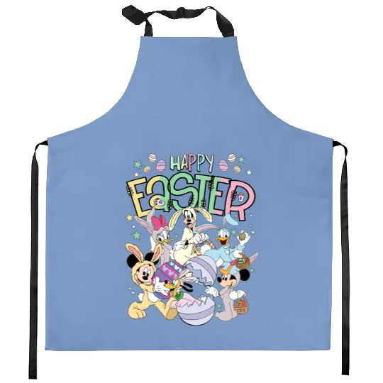 Disney Happy Easter Day Kitchen Aprons, Disney Easter Kitchen Aprons, Mickey And Friends Easter Kitchen Aprons