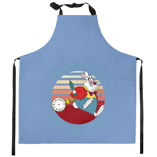 Disney Alice In Wonderland White Rabbit Sorry I Am Late Kitchen Aprons , Vintage Disneyland  Family Matching Vacation Kitchen Aprons