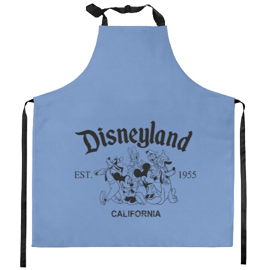 Disneyland California Kitchen Aprons, Retro Mickey And Friends Disneyland Est 1955 Kitchen Aprons