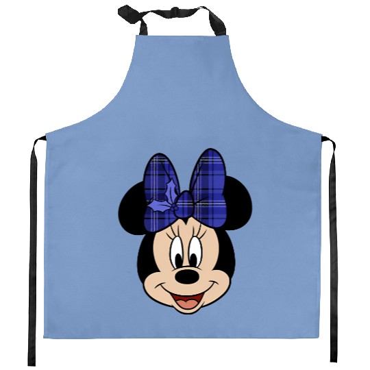 Disney Minnie Mouse Plaid Print Bow Kitchen Aprons, Disney 100 Years Of Wonder Kitchen Aprons