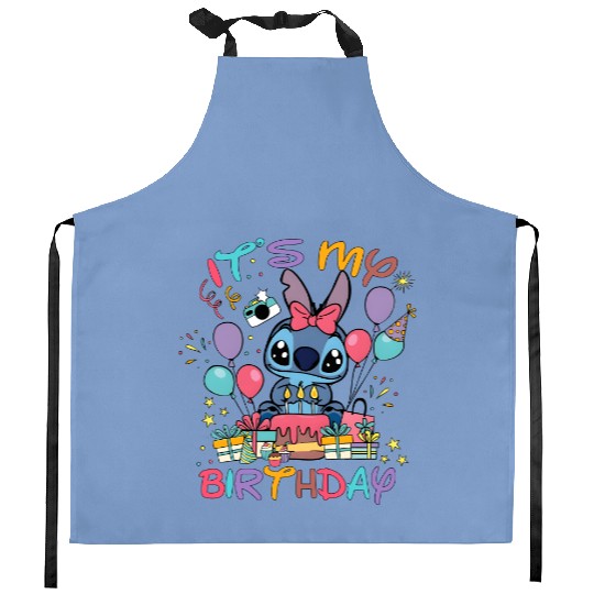It's My Birthday Kitchen Aprons, Stitch Kitchen Aprons, Disney Birthday Kitchen Aprons, Stitch Party Kitchen Aprons, Toddler Disney Kitchen Aprons